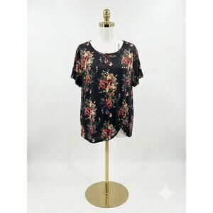 Dolnine floral Plus Size 28W NWT Side Knot Tshirt Top Soft Stretchy Casual